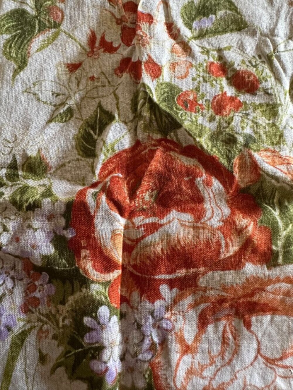 Vintage Flora Stoffels Handkerchief With Orange Roses & Bugs Print - Picture 7 of 16